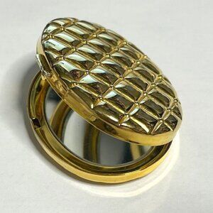 VTG Gold Tone Oval Compact Double Mirror Case 2.75"x2.25"